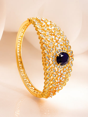 Blue Sapphire Sparkle Gold Statement Bracelet