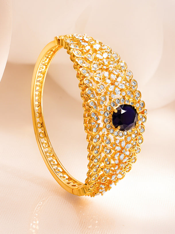 Blue Sapphire Sparkle Gold Statement Bracelet