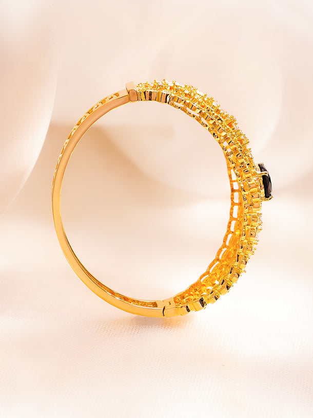 Blue Sapphire Sparkle Gold Statement Bracelet