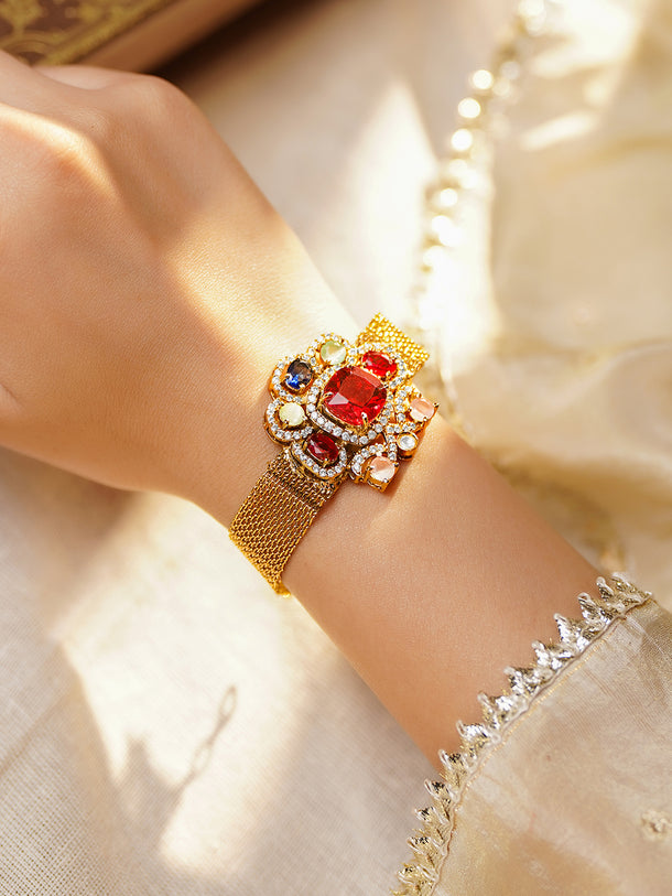 Festive Multicolour Mesh Statement Bracelet