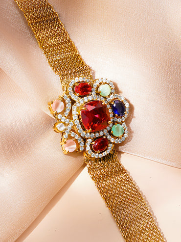 Festive Multicolour Mesh Statement Bracelet