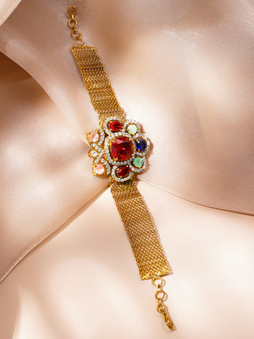 Festive Multicolour Mesh Statement Bracelet