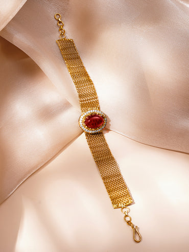 Lux Ruby Gemstone Mesh Statement Bracelet