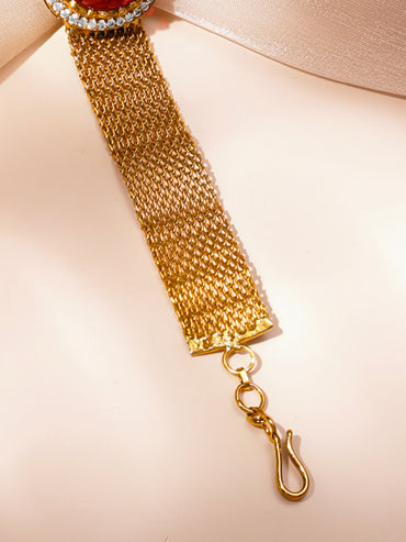 Lux Ruby Gemstone Mesh Statement Bracelet