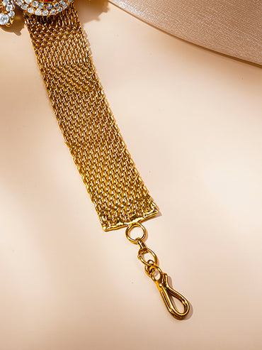 Luxe Ruby Gold Mesh Statement Bracelet