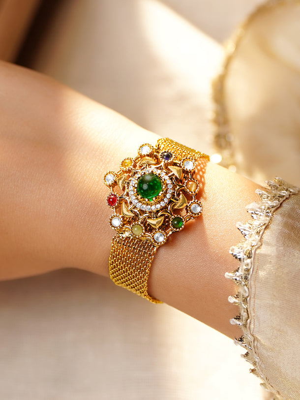 Festive Navratna Gem Statement Bracelet