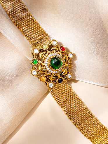 Festive Navratna Gem Statement Bracelet