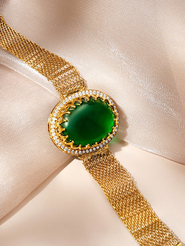 Bold Emerald Glow Mesh Bracelet