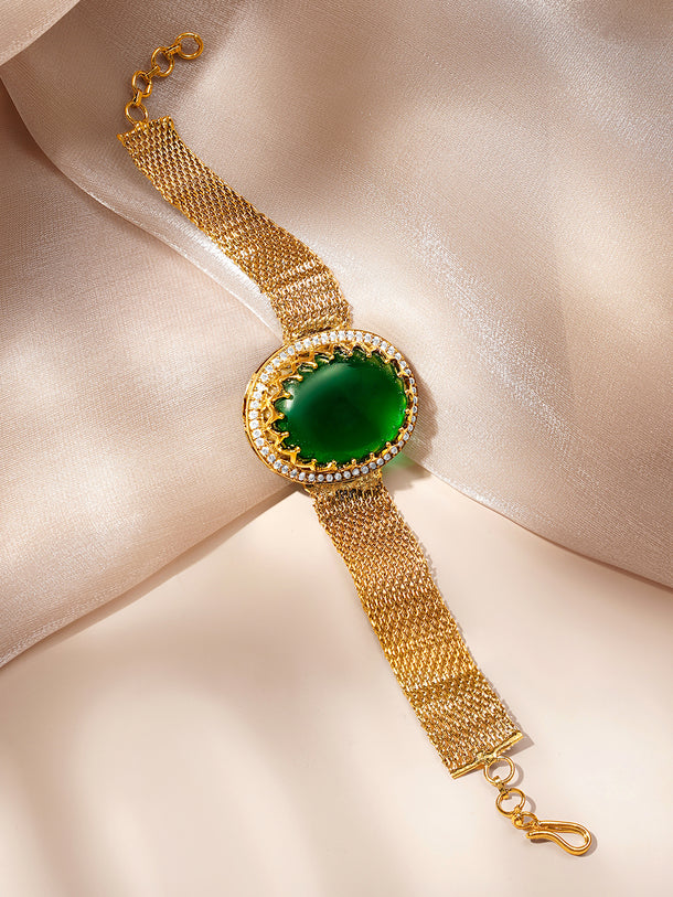Bold Emerald Glow Mesh Bracelet