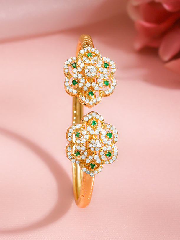 Emerald Cubic Zirconia Floral Cluster Bracelet