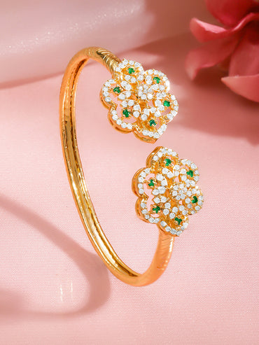 Emerald Cubic Zirconia Floral Cluster Bracelet