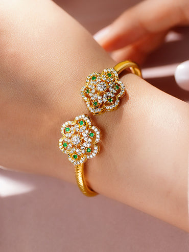 Emerald Cubic Zirconia Floral Cluster Bracelet