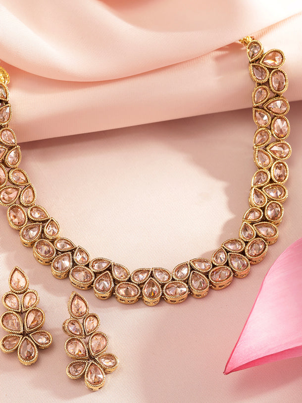 Rubans Gold-Plated Indian Traditional Kundan Necklace Set