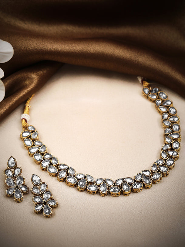 Rubans Gold-Plated Indian Traditional Kundan Necklace Set