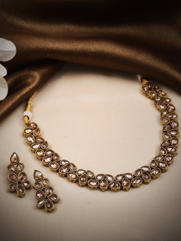 Rubans Gold-Plated Indian Traditional Kundan Necklace Set