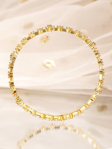Rubans Set Of 4 22 K Gold Plated Ruby, Emerald & CZ-Studded Bangles