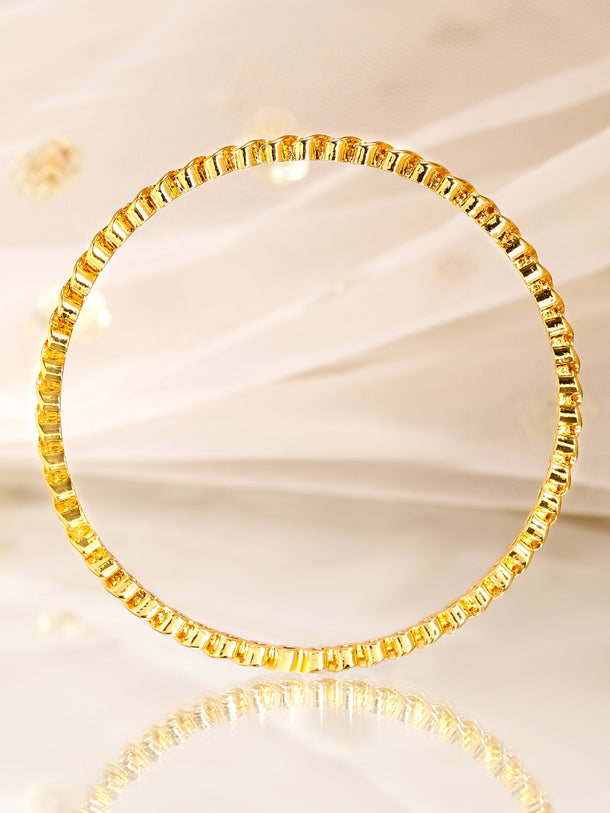 Rubans Set of 4, 22K Gold-Plated Cubic Zirconia Studded Handcrafted Bangles