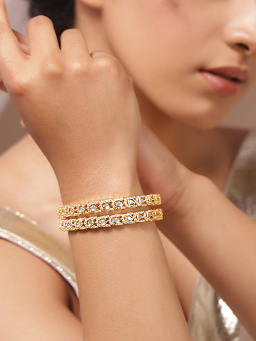 Frosted Radiance Zirconia Studded Bangles
