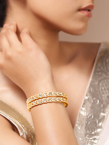 Frosted Radiance Zirconia Studded Bangles