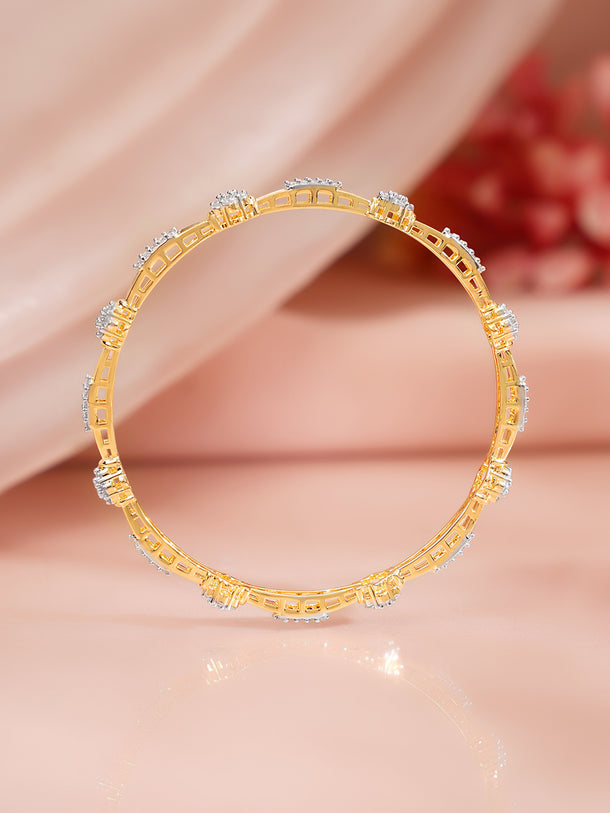 Gold Plated Crystal Cluster Ribbed Bangles Set of 2