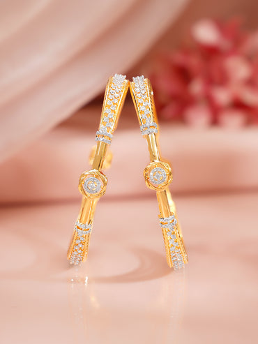 Gold Plated Crystal Knot Pave Bangles Set of 2