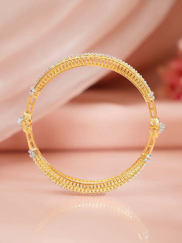 Gold Plated Crystal Knot Pave Bangles Set of 2