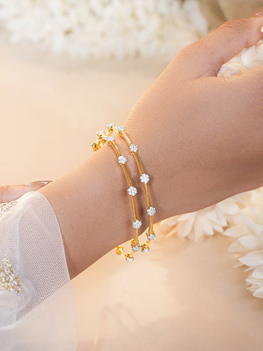 Gold Plated Crystal Constellation Bangles Set of 2