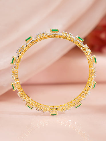 Gold Plated Emerald Zirconia Floral Studded Bangles