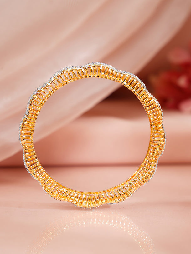 Gold Plated Crystal Lattice Pave Bangles Set of 2