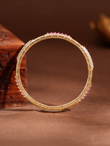 Gold Plated Crystal Ruby Stack Bangles Set of 2