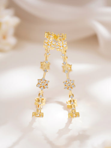 Rubans Set of 2 Gold Plated American Diamond Zirconia Floral Bangles