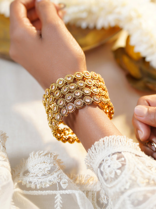 Rubans Set of 2 Gold Plated Traditional Kundan Bangles