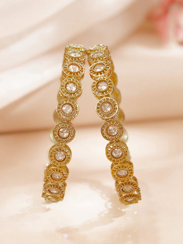 Rubans Set of 2 Gold Plated Traditional Kundan Bangles