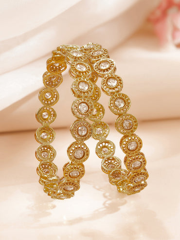 Rubans Set of 2 Gold Plated Traditional Kundan Bangles