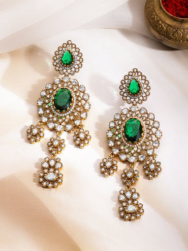 American Diamond Zirconia Emerald Choker Set