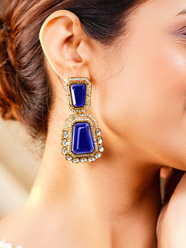 Blue Sapphire Kundan Statement Earrings