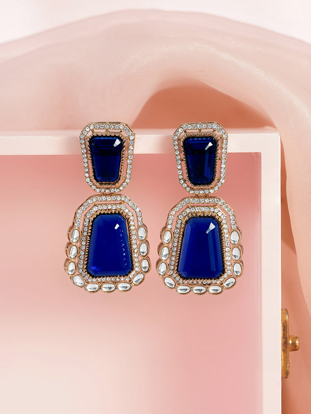 Blue Sapphire Kundan Statement Earrings