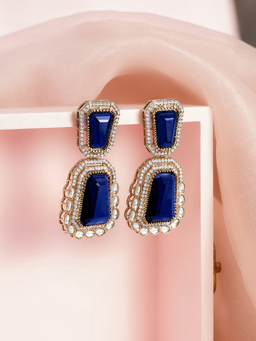 Blue Sapphire Kundan Statement Earrings