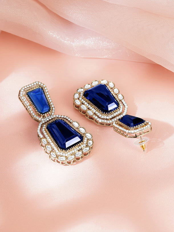 Blue Sapphire Kundan Statement Earrings