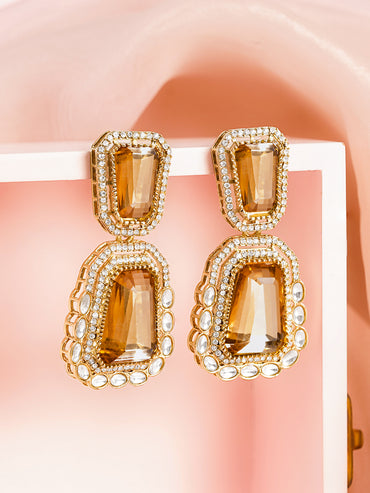 Champagne Glow Statement Drop Earrings