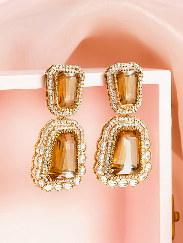 Champagne Glow Statement Drop Earrings