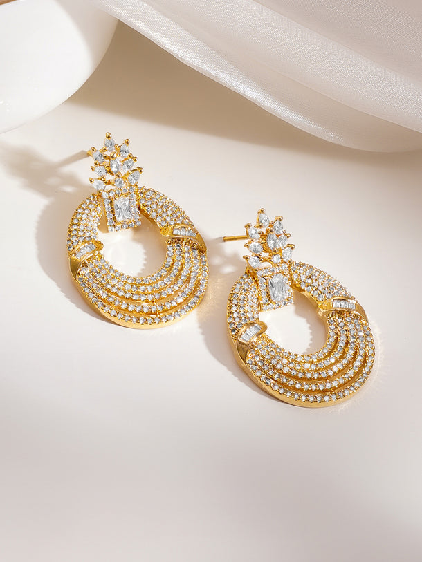 Golden Shimmer Layered Hoop Dangler