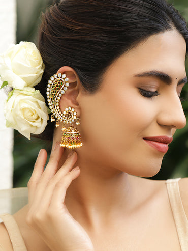 Silver Studded Bangle With Blue Gemstone