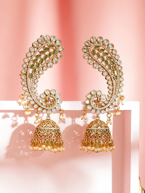 Silver Studded Bangle With Blue Gemstone