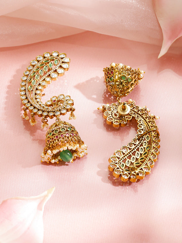 Silver Studded Bangle With Blue Gemstone