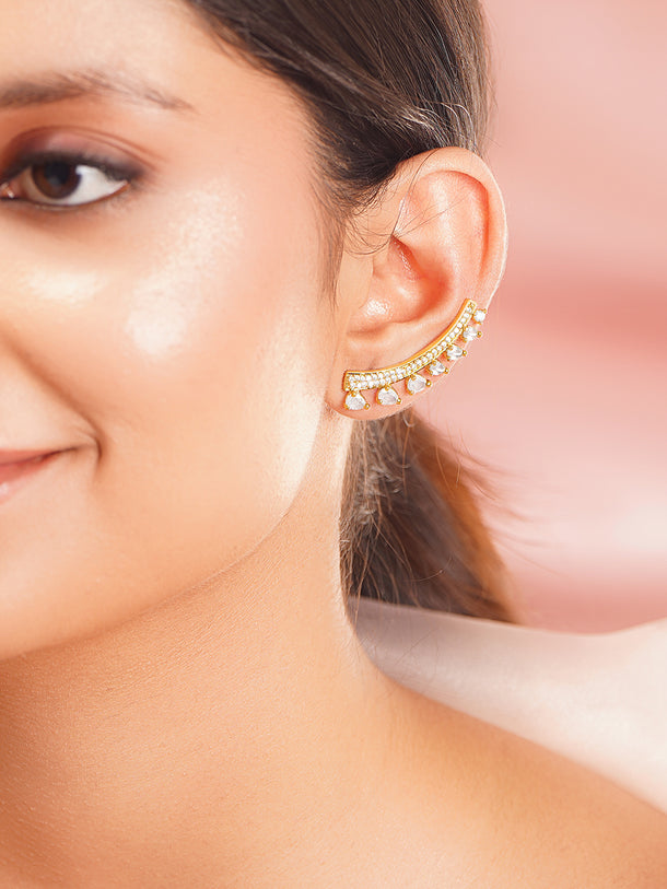 Gold Plated American Diamond Zirconia Ear Cuffs
