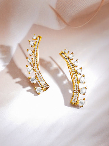 Gold Plated American Diamond Zirconia Ear Cuffs