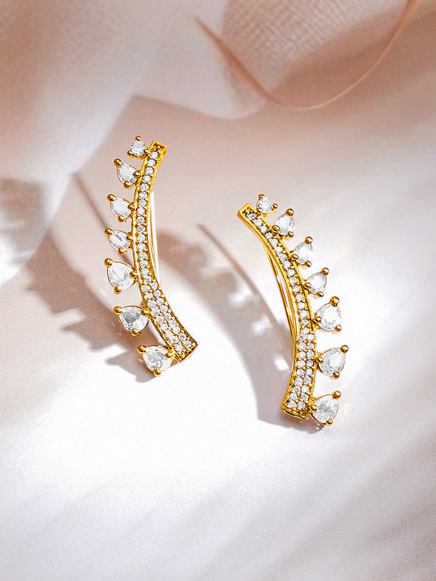 Gold Plated American Diamond Zirconia Ear Cuffs