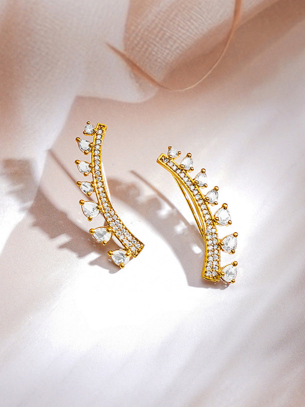 Gold Plated American Diamond Zirconia Ear Cuffs