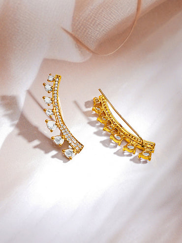 Gold Plated American Diamond Zirconia Ear Cuffs